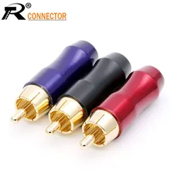 1pc New arrival Gold Plated RCA Connector RCA male plug adapter Video/Audio Wire Connector Support 6mm Cable Blue&Red&Black