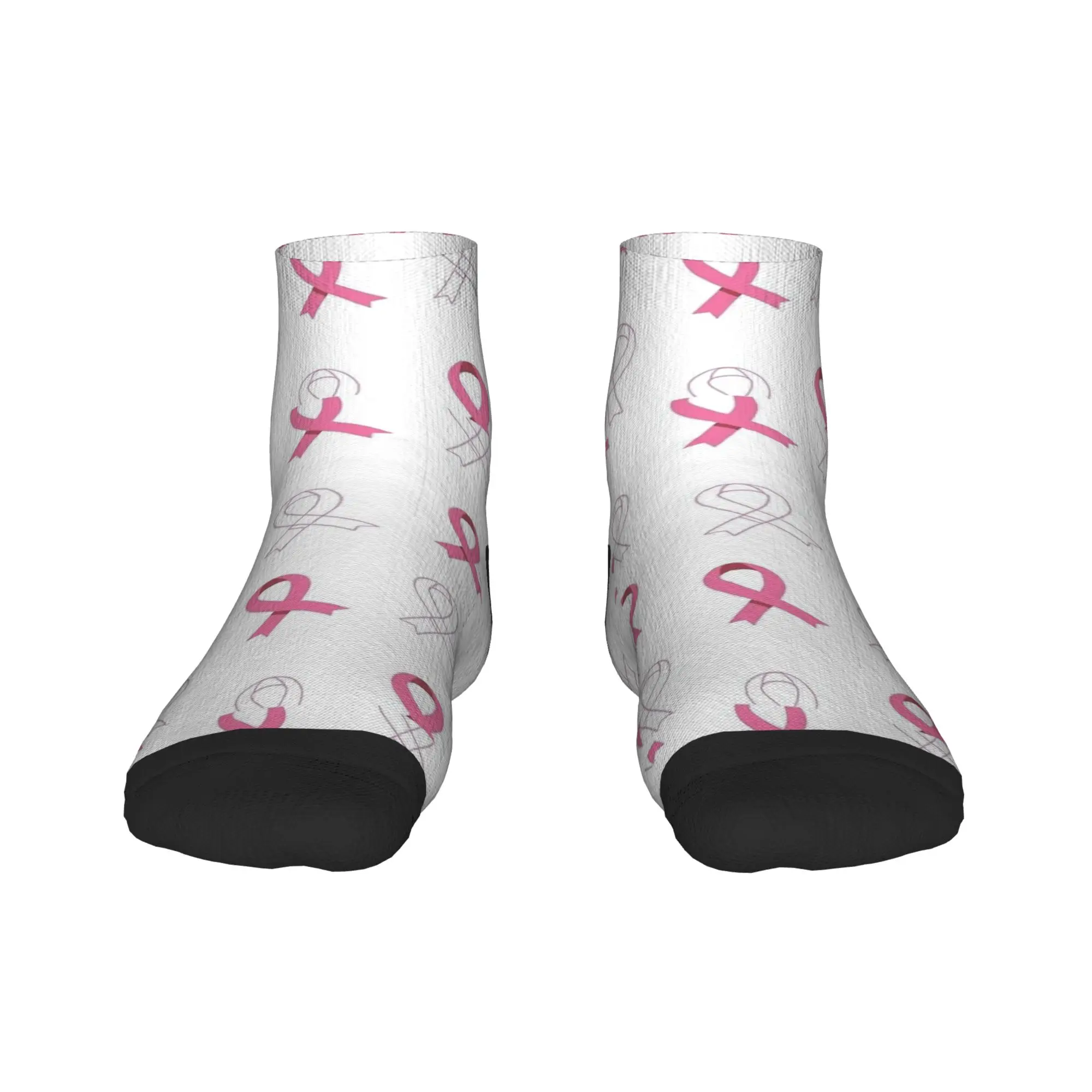 جوارب رجالية وردية أكتوبر للتوعية بسرطان الثدي جودة مضحكة جورب كاحل ناعم للخريف جرافيك لوح التزلج جوارب غير قابلة للانزلاق