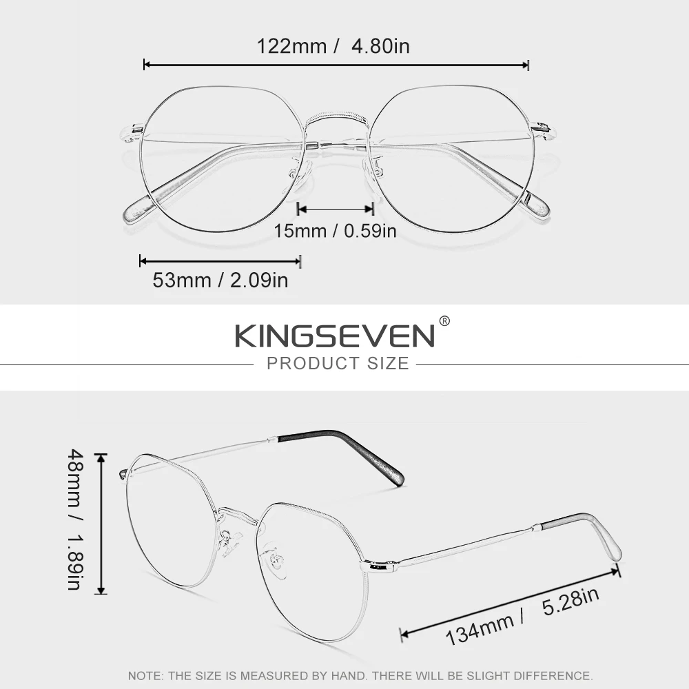 Kingseven causal moda anti luz azul redonda óculos de prescrição miopia hipermetropia lente óptica das mulheres dos homens óculos de leitura