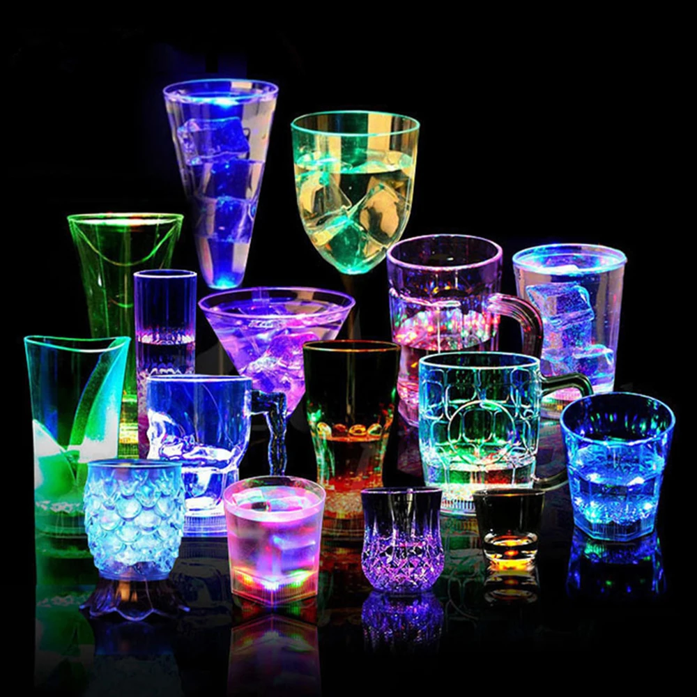 

D5 5Pcs Bottle Cup Glass Light Lamp Stickers 6LED Glow Coaster Lamp for Wedding New Year Christmas Party Drink Cup Vase Decor