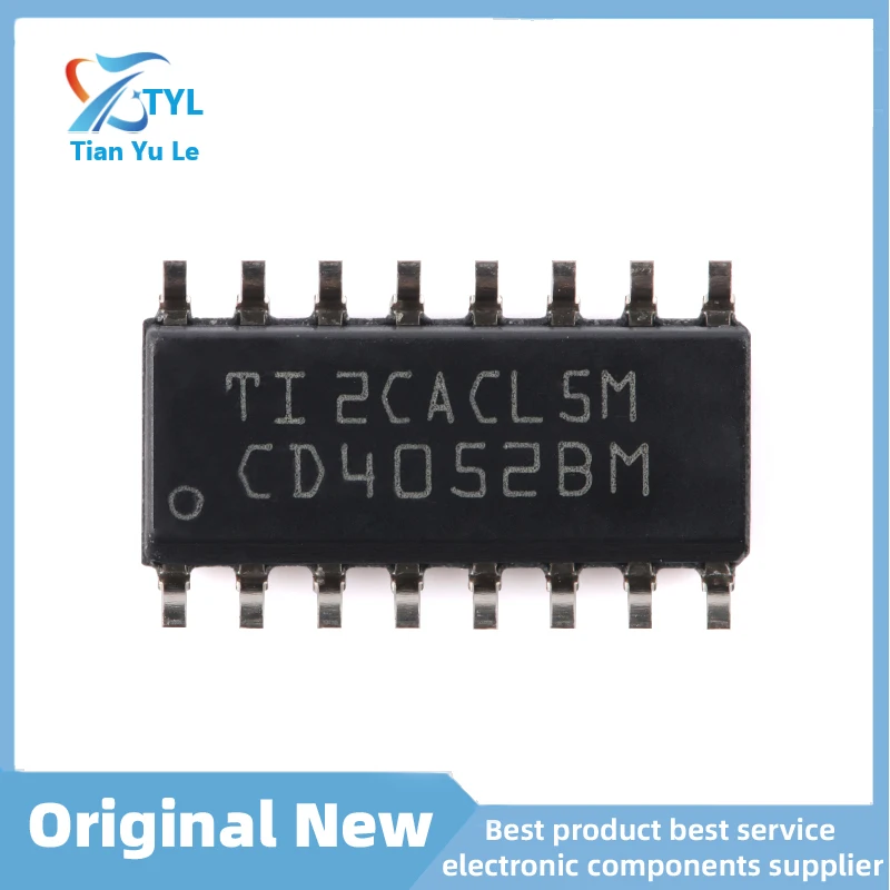 New original  CD4052BM96 SOIC-16 low on leakage current 2-channel 4:1 analog switch.