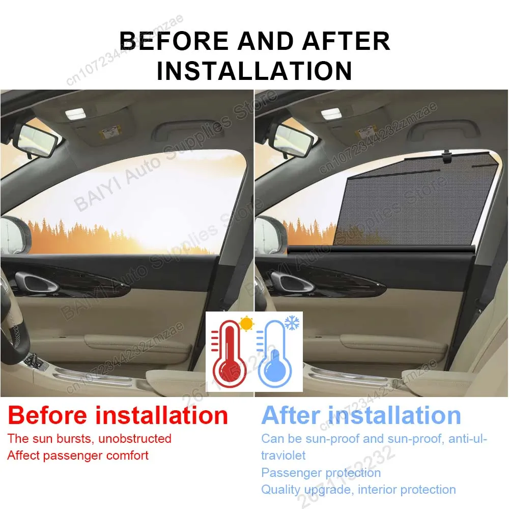 Car Sunshade For Geely E2 EX2 2024-2026 Car Side Window Heat Shield Sunshade Car Interior Retractable Curtains Auto Accessories