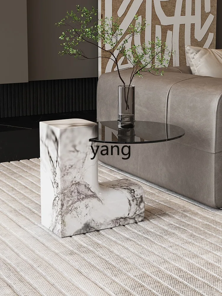 Yjq Natural Marble Coffee Table Modern Minimalist Living Room Home round Combination Minimalist Small Apartment