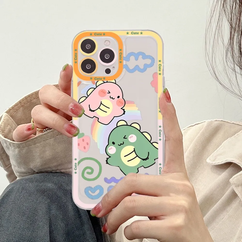 Cute Cartoon Dinosaur Phone Case For iPhone 15 14 13 12 11 Pro Max XS X XR Mini Protective Cover