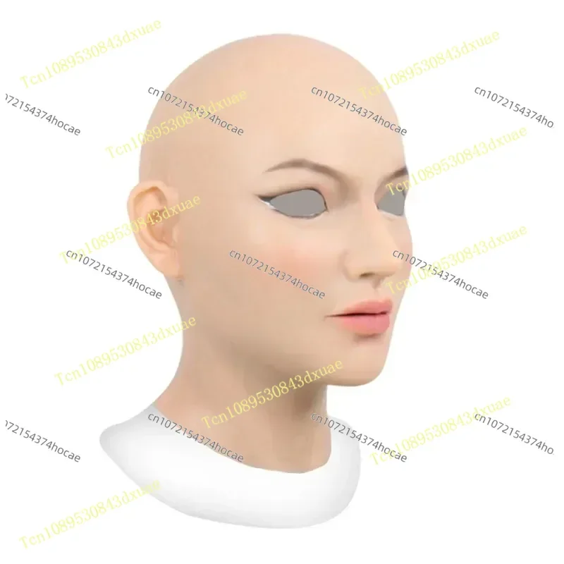 New Adult Full Head Mask Bald Female Shape of Silicone Dress Headwear Halloween Cosplay Accessories Mask Fake Girl Mask