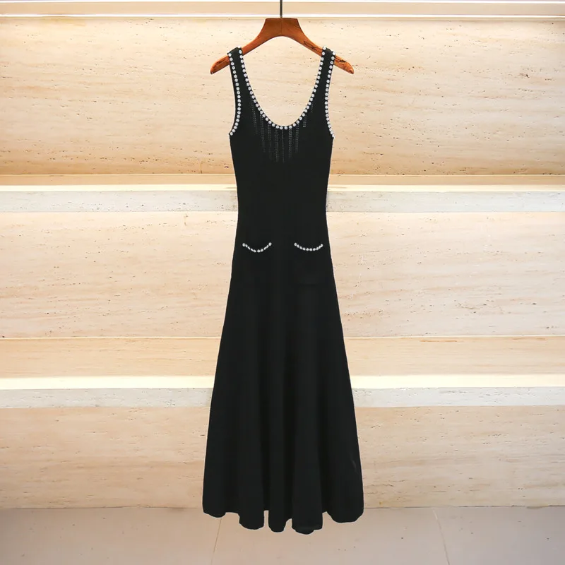 CHUJIE 2025, neues, robustes Kristallstrick-Set – bauchfreie Strickjacke mit Rundhalsausschnitt und ärmelloses Slip-Kleid, vielseitig einsetzbar für Frühling/Sommer/Herbst