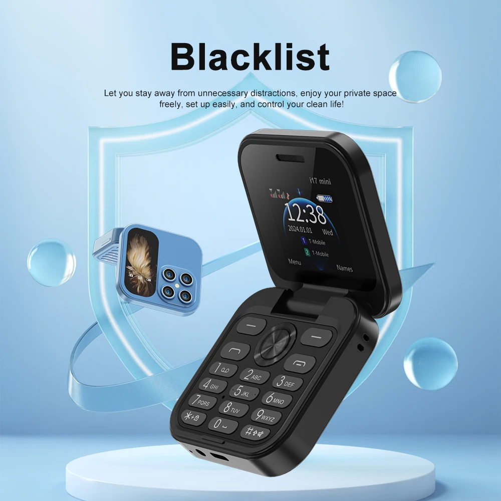 2025 رائجة البيع سيرفو i17Mini 2G هاتف محمول صغير الوجه 2 SIM سرعة الطلب ماجيك Vioce MP3 مصباح يدوي صغير أضعاف الهاتف المحمول راديو FM
