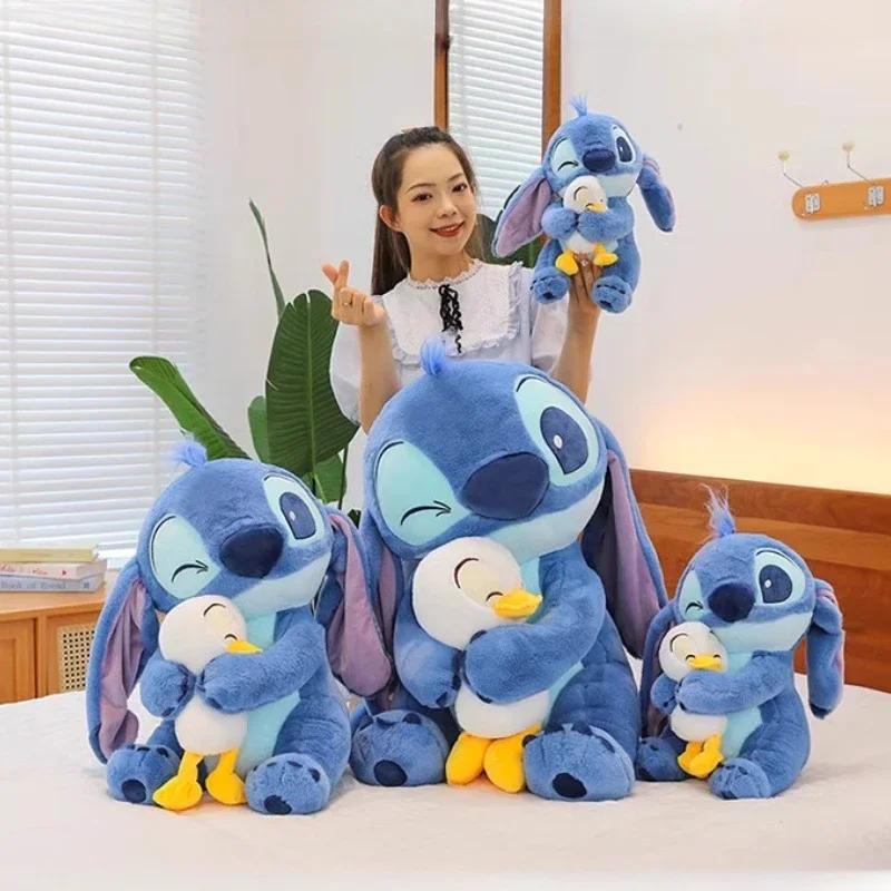 80CM Super Big Size Kawaii Disney Stuffed Animal Stitch Plushies Hug Donald Duck Sleeping Pillow Children's Holiday Gift Toy