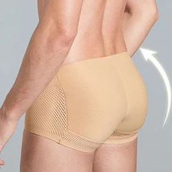 Jockmail Sexy Men Padded Underwear Mesh Boxer Briefs Buttocks Lifter Enlarge Butt Push Up Pad Underpants Penis Pouch Panties