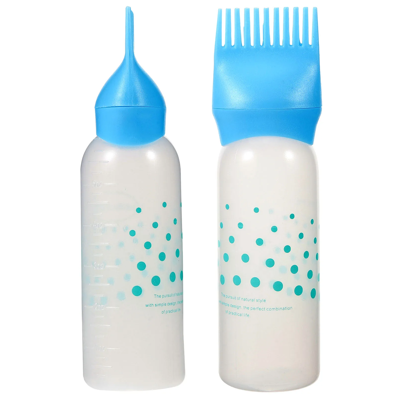 

2 pcs Blue Hair Dyeing Comb Scale for Root Coloring Salon Home Reusable Easy Clean Hair Oil Applicator Bottle Dry Shampoo Bottle