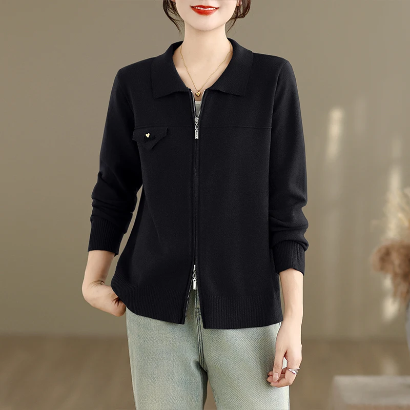 Women's Knitted Open Cardigan Outerwear Spring Autumn Loose Fit Trendy ey Sweater Top Versatile Sle Early Autumn New Arrival