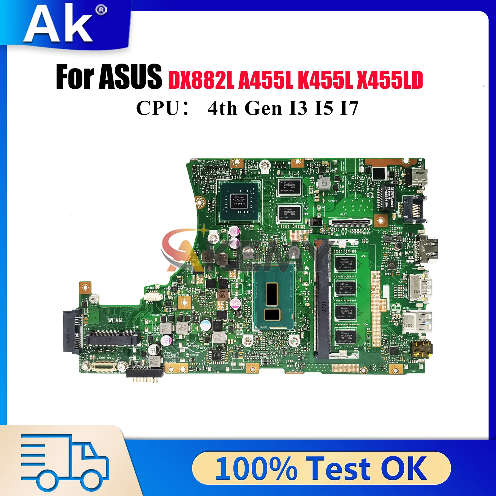 

X455LD Laptop Motherboard For ASUS K455L X455LN X455LF X455LD X455L X455LNB DX882L X455LJ X455LB A455L Mainboard W/ I3 I5 I7 CPU