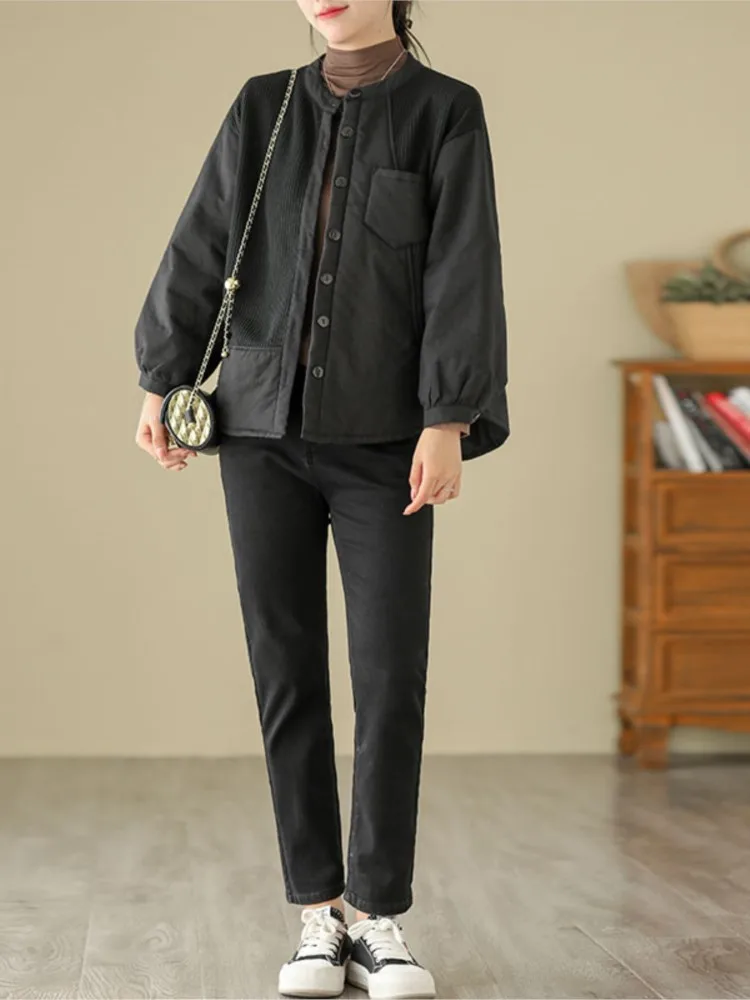 Oversized herfst winter patchwork jas dames vintage lange mouw dames jassen casual losse vrouw uitloper jas