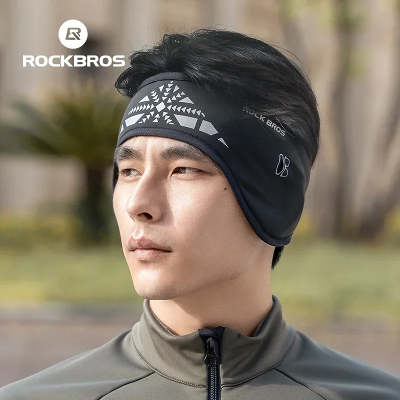 ROCKBROS Outdoor Cycling Headband Ear Warmer Men Winter Cycling Workout Windproof Double Layer Warm Earmuffs Headwear Sweatband