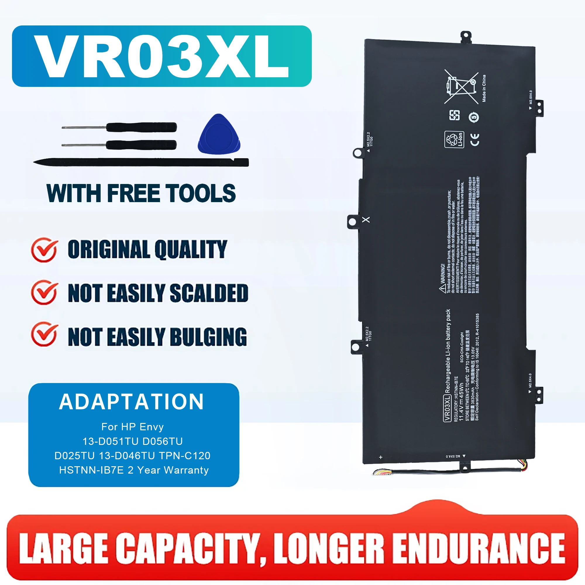 11.4V 45WH VR03XL For HP Envy 13-D051TU D056TU D025TU 13-D046TU TPN-C120 HSTNN-IB7E 2 Year Warranty