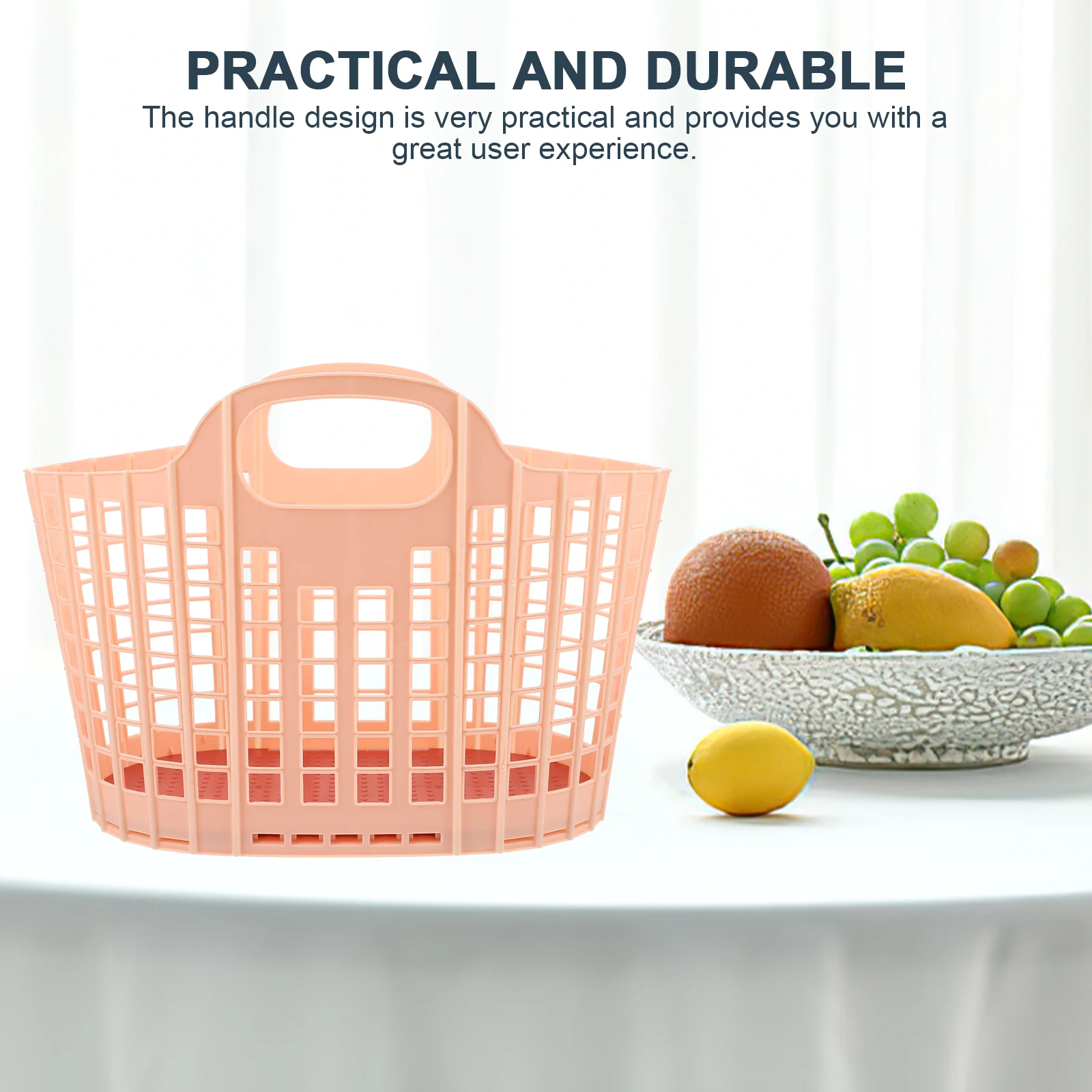 

2pcs Pink Hand Basket Fruit Vegetable Vegetable Storage Basket Storage Bins Kitchen Home Hotel Decor Smooth Lightweight