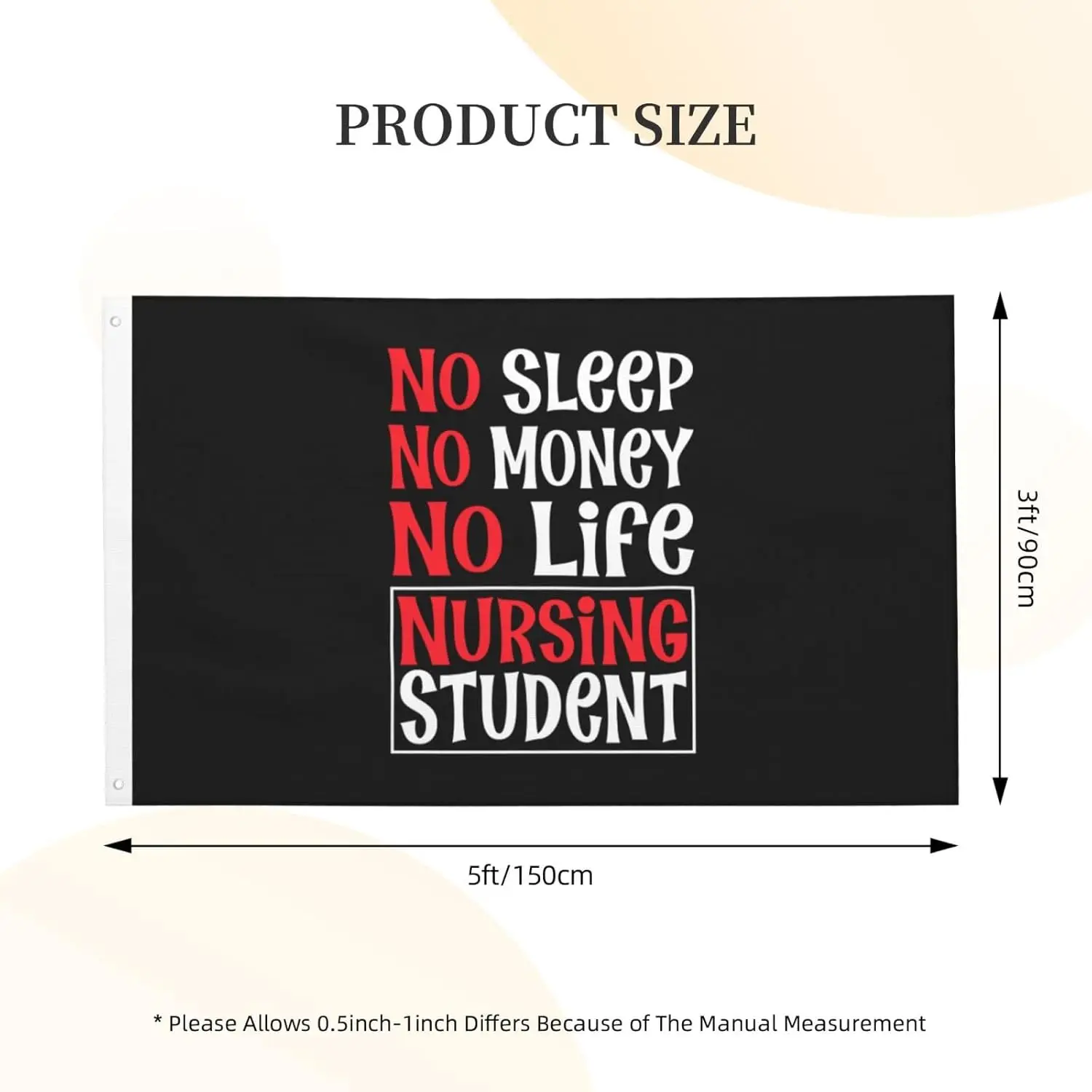 Flagicts 100% Polyester No Sleep No Money No Life Nursing Student Flags