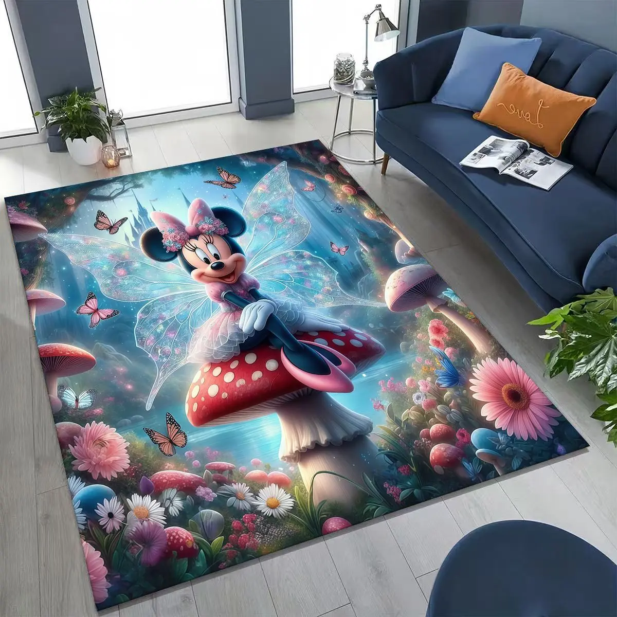 

27 Style Cartoon Minnie Mickey Mouse Rug for Bedroom Living Room Sofa Home Doormat Decor, Large Kid Play Non-slip Floor Mat Gift