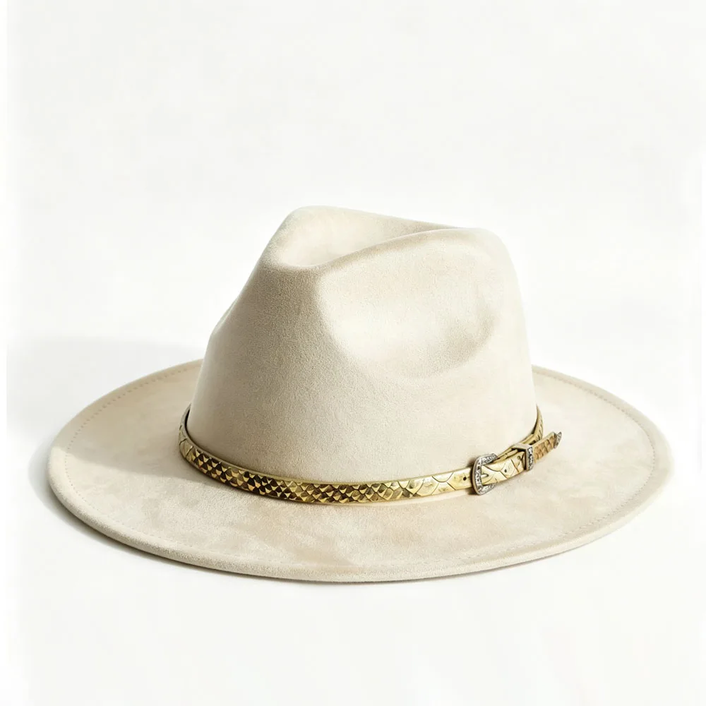 Vintage Suede hat Wide Brim 12 colors Fedora Hat Women Men fedoras Snakeskin Belt Buckle Jazz Party Panama caps Country chapéu