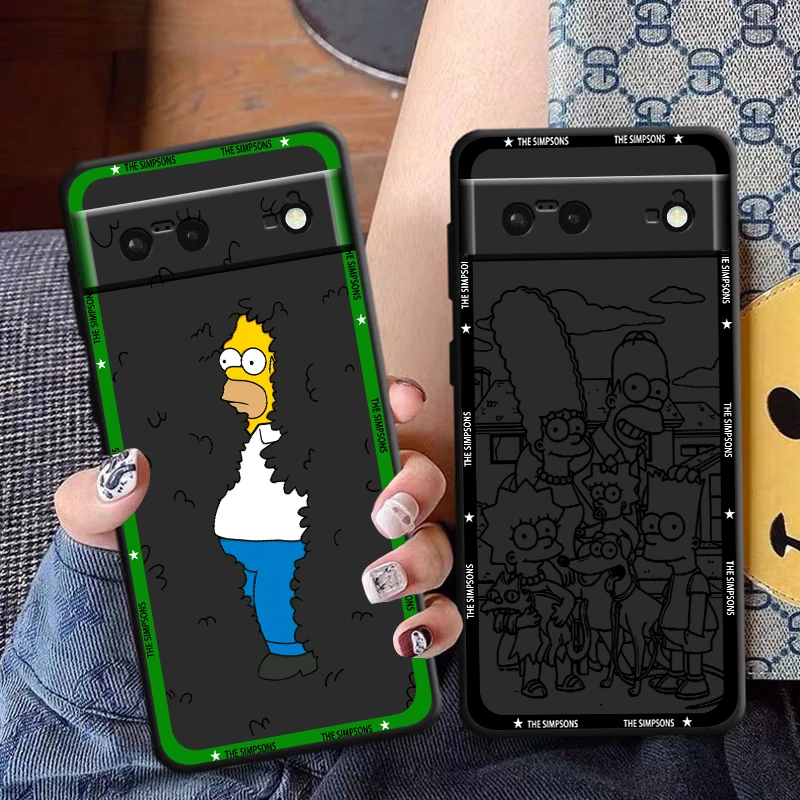 Funny The Simpsons Bart Phone Case For Google Pixel 8 7 Pro 6 Pro 6A 5A 5 4 4A XL 5G Black Soft Fundas Cover