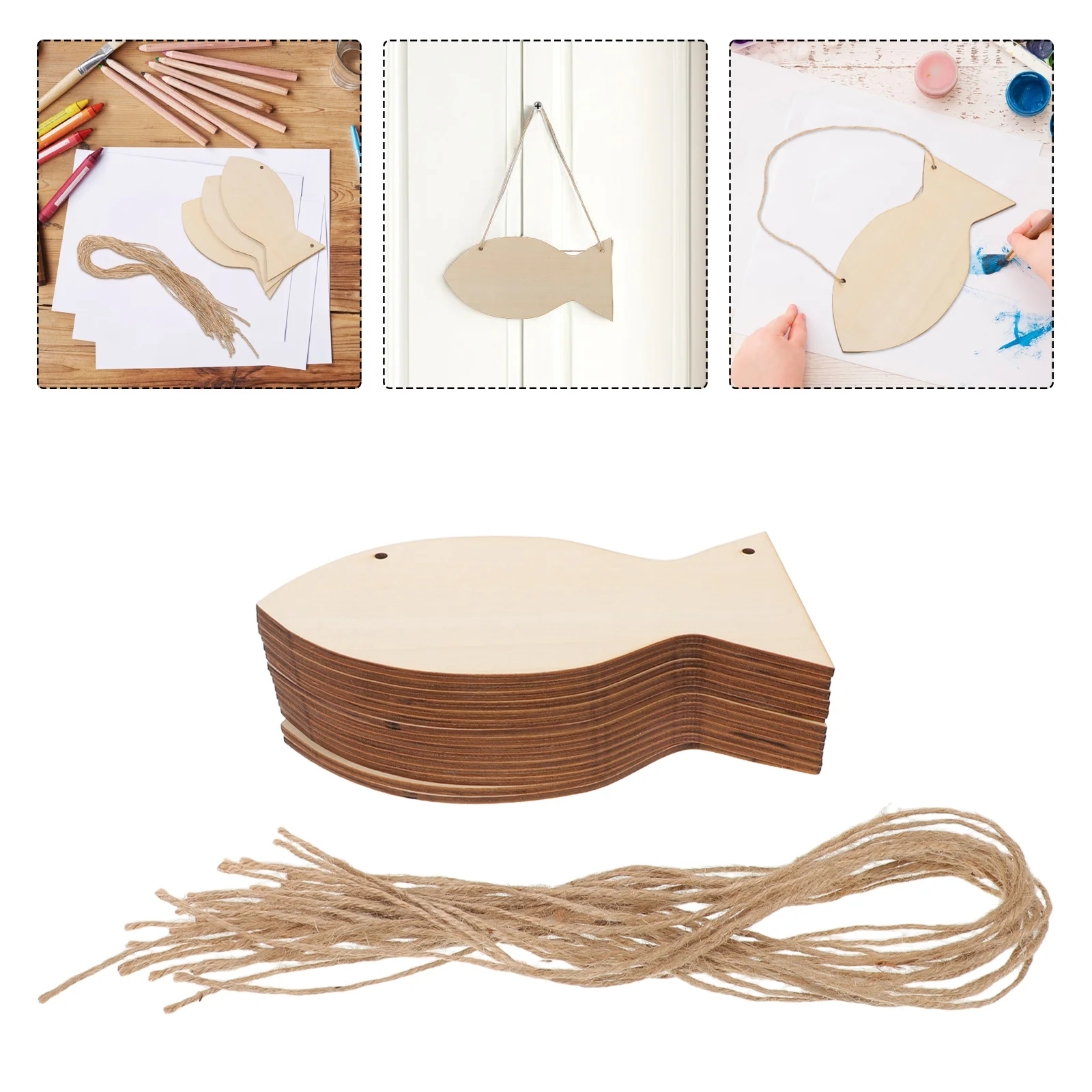 

15pcs Wood Fish Cutouts Unfinished Natural Wood Shape For Diy Crafts Painting Decor Ocean Beach Theme Home Party Supplies Wooden