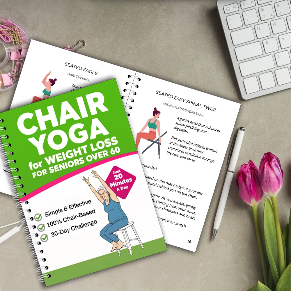 Chair Yoga Logbook Notebook Fitness Plan for Seniors Over 60, 30 Day Challenge Yoga Exercises for Balance Flexibility, A5 Easy