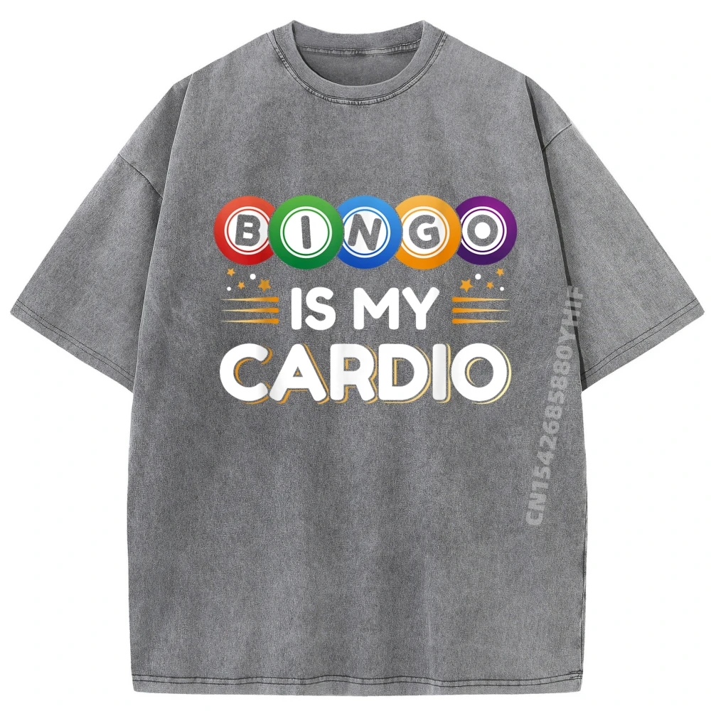 

Outdoor Bingo Is My Cardio Bingo Tees Dad Retro Summer Oversized Luxury Designer Short Sleeve T Shirts Summer Washed Tee-Shirt