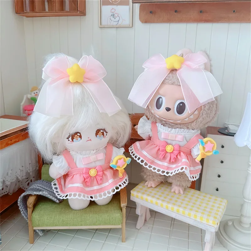 17cm Cute Mini Plush Doll'S Clothes Outfit Accessories For Korea Kpop Exo Labubu Idol Dolls Pink Clothing DIY Girl Gift