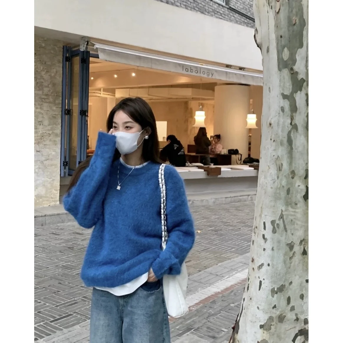 

Super Thiened Sweet Sle Women's Knitted Sweater round Ne Pullover Outerwear Trendy Winter Faion Warm Fluffy Top