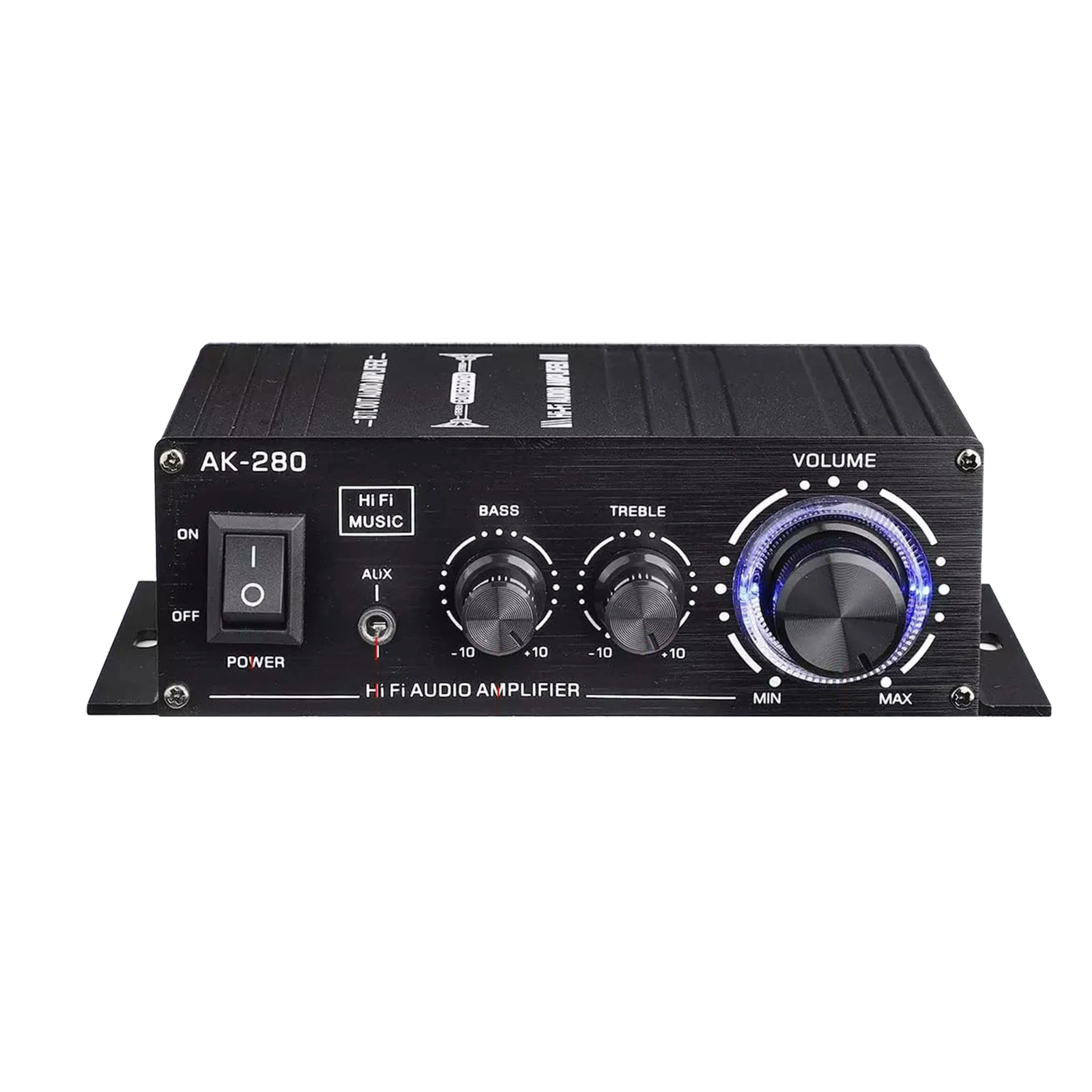 DC 12V 40W×2 Hi-Fi Stereo Power Amplifier Mini 2CH Home/Car/Boat Audio Amp with Bass Treble Control RCA AUX Input