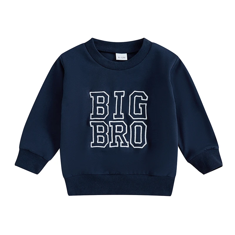 

Toddler Girls Boys Fall Sweatshirt Letter Embroidered Long Sleeve Round Neck Casual Pullover Tops