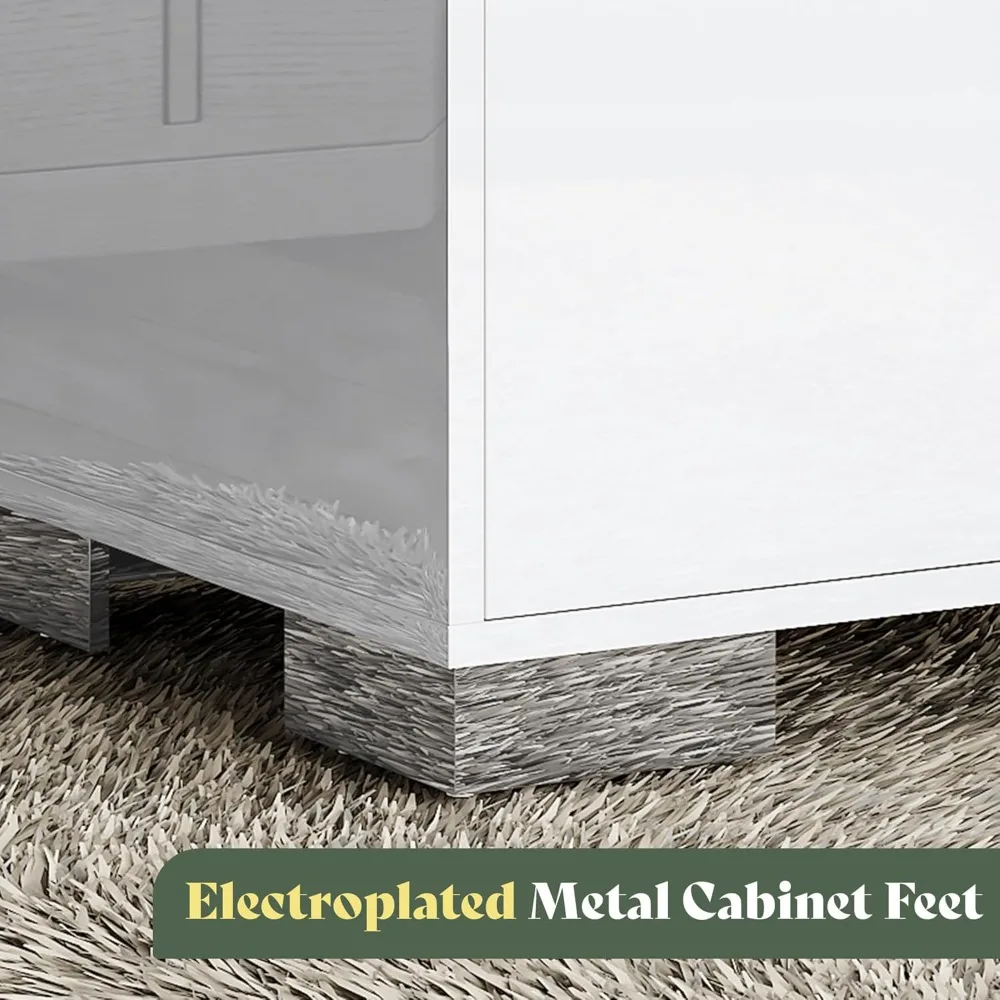 

Nightstand Set of 2, 23.6'' Modern End Table with Drawers, High Gloss UV Finish, Electroplated Pull Handle, Customized