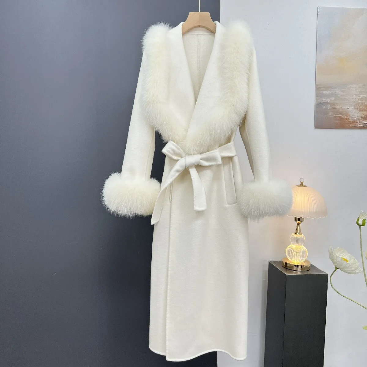 2024 new Haining cashmere double-sided coat women's long style real fur fur big collar fur coat