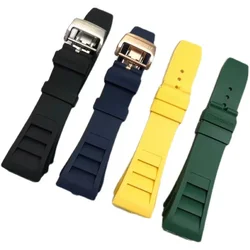 Silicone watch strap for Richard Miller watch band 25MM rubber strap breathable concave convex mouth men's bracelet steel strap