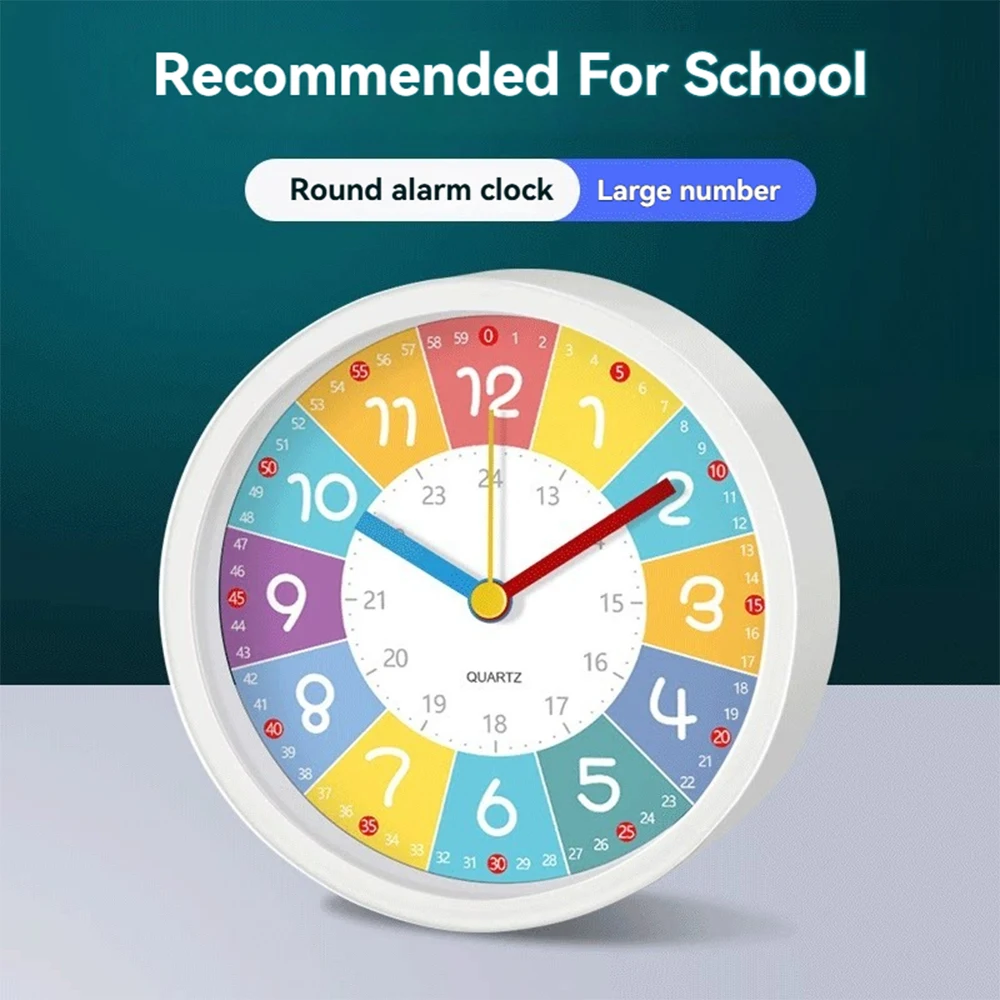 13 cm großer Wecker für die frühe Bildung, Cartoon-Nachttisch-Weckwerkzeug, Lernzeit, tragbare Uhr für Schlafzimmer und Büro