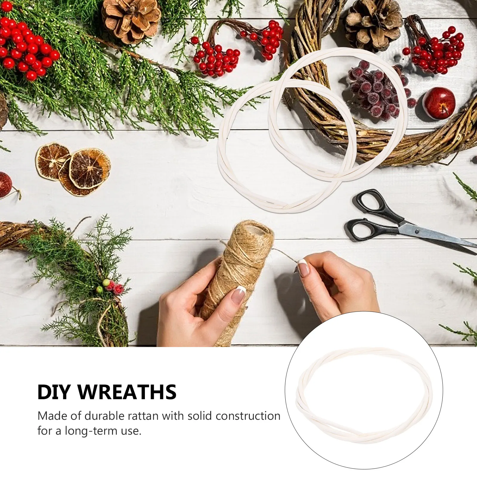 

6Pcs Hoops for DIY Garland Rattan Wreath Ring Dreamcatcher Making Material Natural Vine Frame Holiday Door Decoration