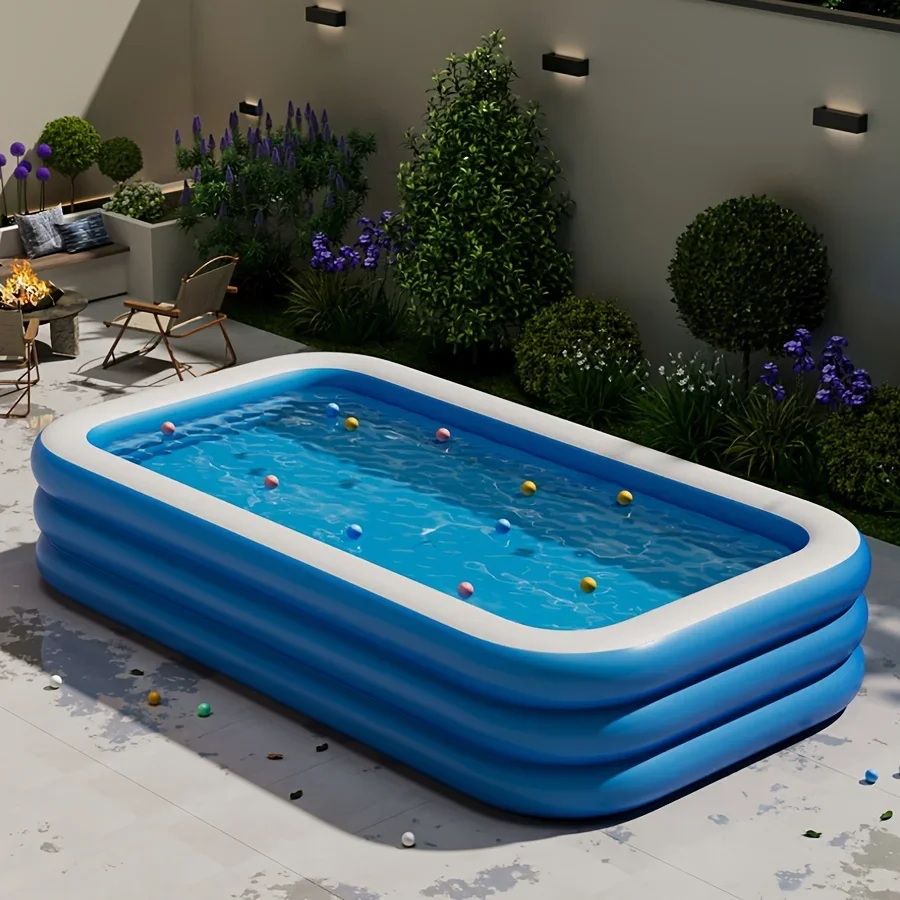 Large Foldable Inflatable Swimming Pool, Multifunctional Portable Summer Water Play Pool for Yard Lawn Garden Outdoor