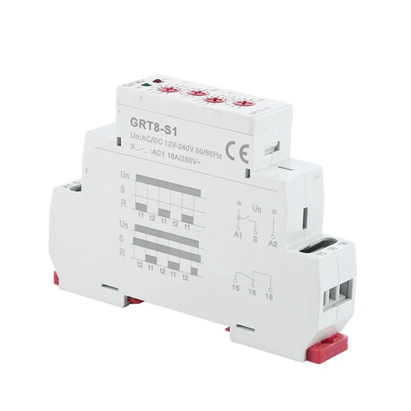 Y38A GEYA GRT8-S Asymmetric Cycle Timer Relay SPDT 16A Electronic Repeat Relay, GRT8-S1 ACDC12V-240V