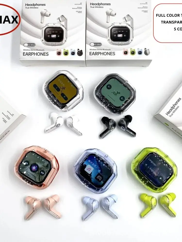 Słuchawki Bluetooth TWS z wielofunkcyjnym ekranem dotykowym, inteligentne bezprzewodowe słuchawki Bluetooth, jakość dźwięku HiFi, biznesowe słuchawki douszne. (pink) — Zdjęcie 2 z 2