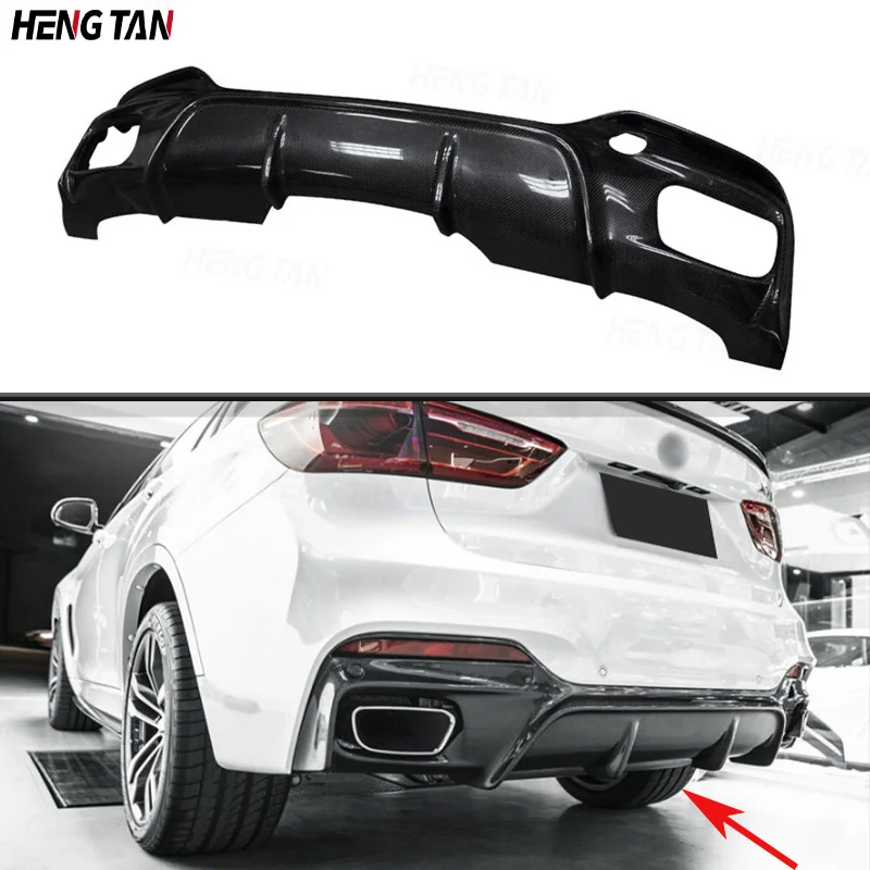 For BMW X6 F16 M Sport 2015-2018 Car Rear Bumper Lip Diffuser Spoiler Parts Carbon Fiber Upgrade Body kit Car Accessories