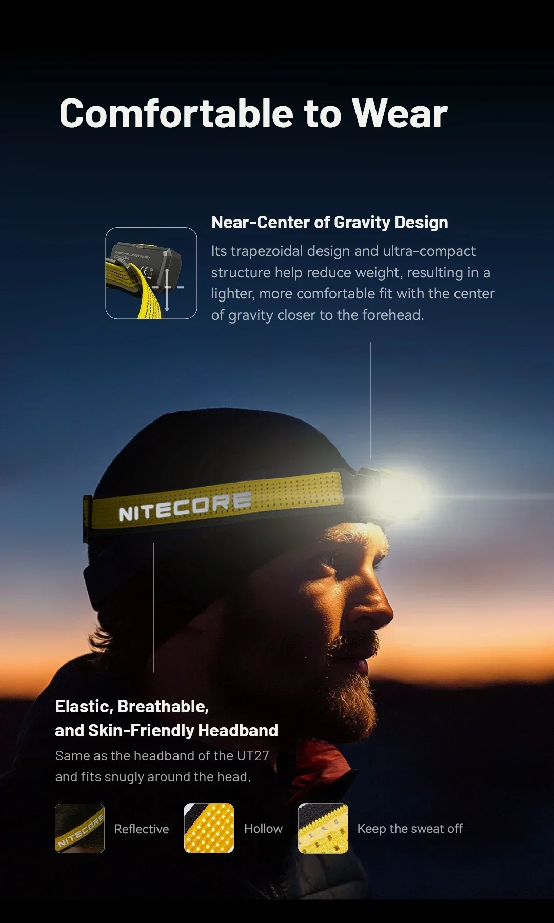 NITECORE NU27 Headlamp 600 Lm Running LED Headlight Working Head Lamp Hiking Lantern Flashlight Outdoor Waterproof Headlamp