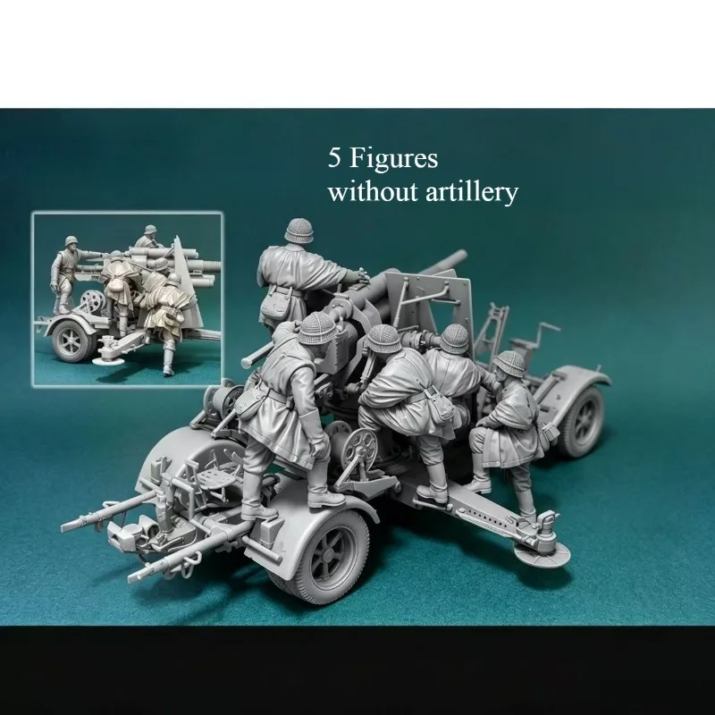 Maßstab 1:35, Druckguss-Harzfigur, zusammengebauter Modellbausatz, History Hobby Miniature Artillery 5-Man Team, unmontiert und unbemalt