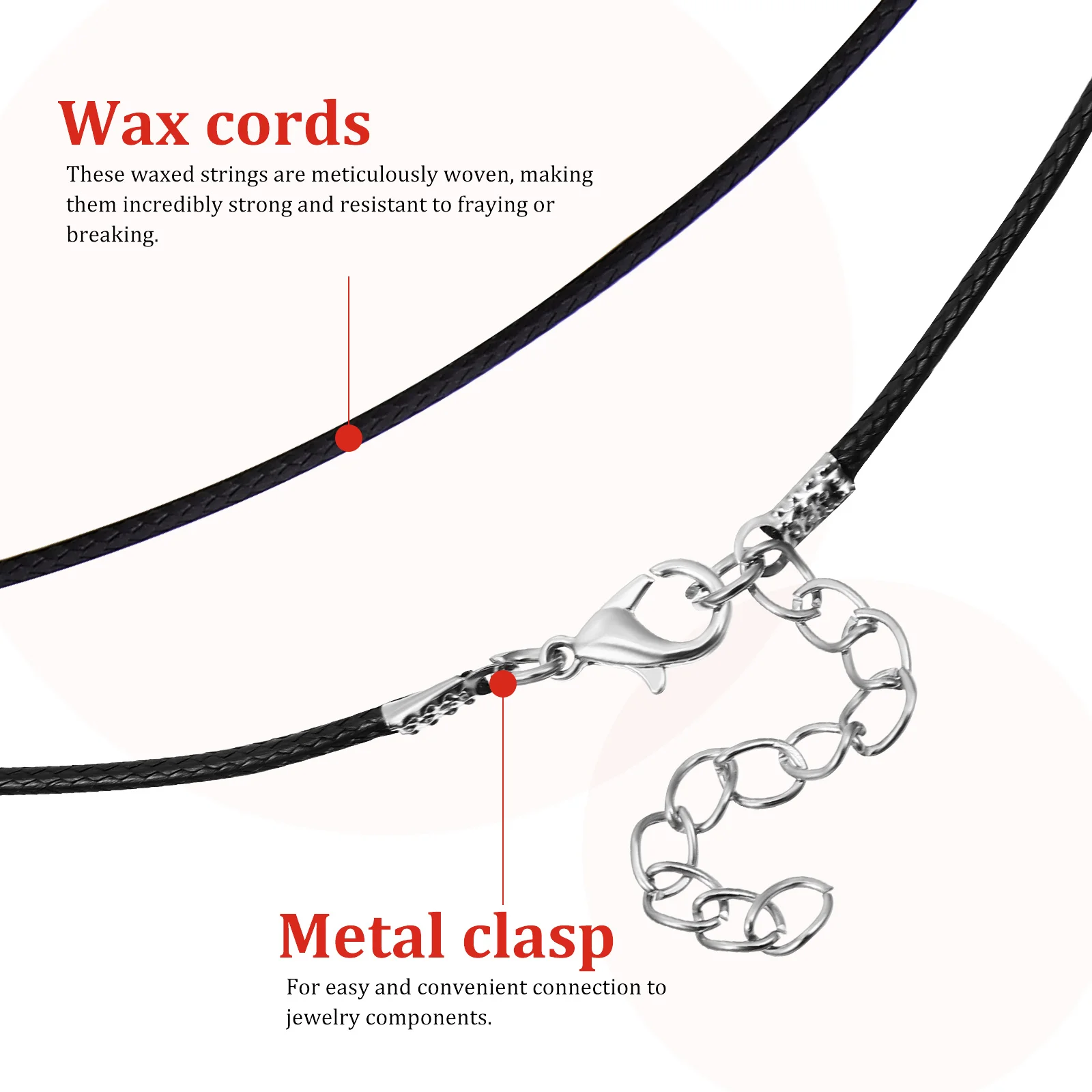 

100 pcs Black Cord 1 5mm Necklace Cords For Pendants Necklace Bracelet Supplies Durable Rope With Clasp For Pendants Jewelry
