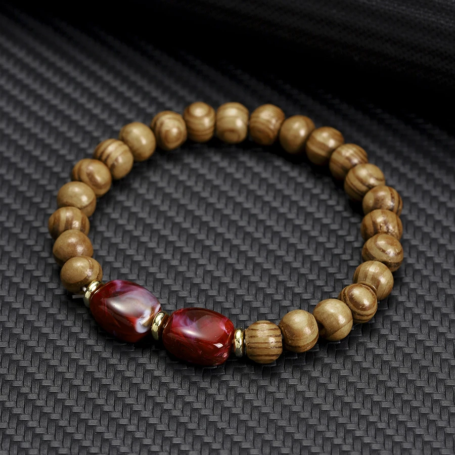 Noter 2Pcs Fashion Women Strand Bracelet Premium Selected Natural Wood Braclet Yoga Meditation Prayer Healing Braslet Versatile