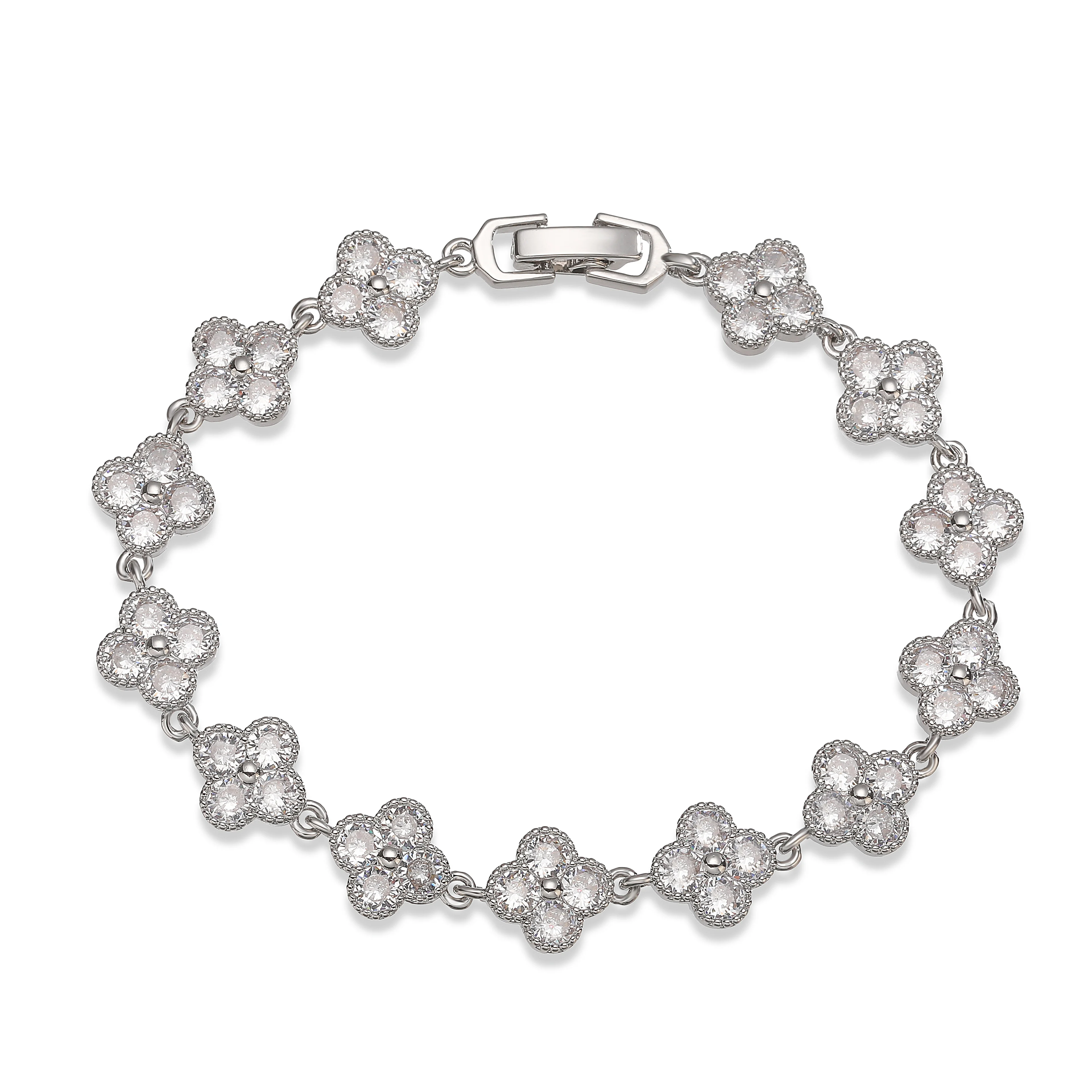 Multi-Color Zircon Flower Bracelet/Necklace Gift Set
