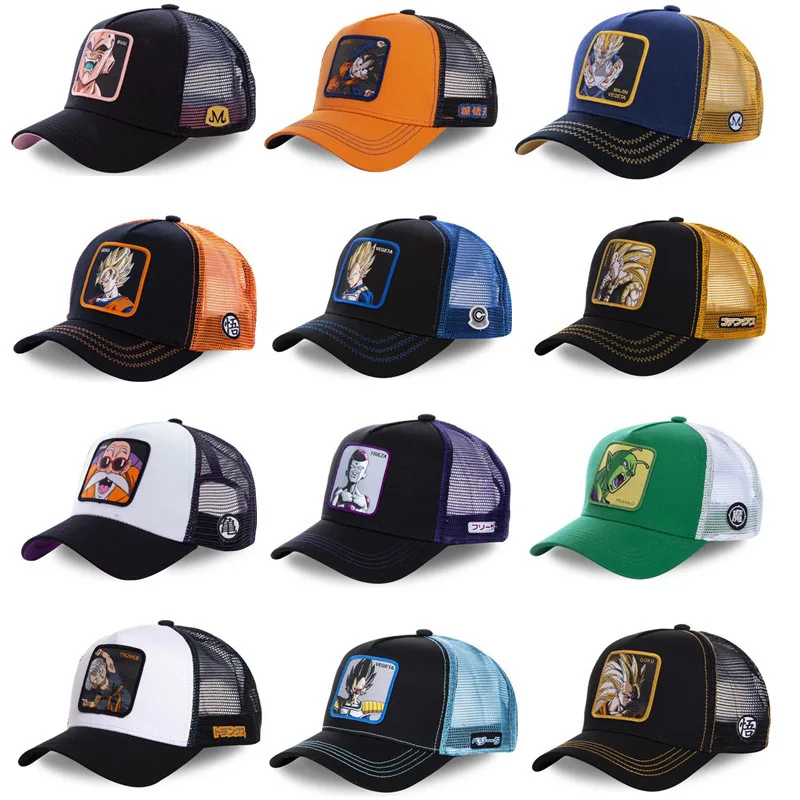 En stock Version haute Dragon BallDRAGONBALLCasquette en maille Casquette en maille de dessin animé Casquette de baseball unisexe Mode Hip-Hop Vente en gros