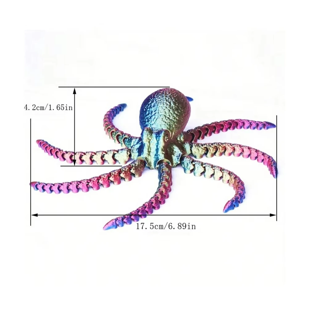 1pc Vibrant 3D Printed Octopus Figurine with Jointed Body for Versatile Decor - Bookshelf, Living Room, Office, Cabinet, Tableto