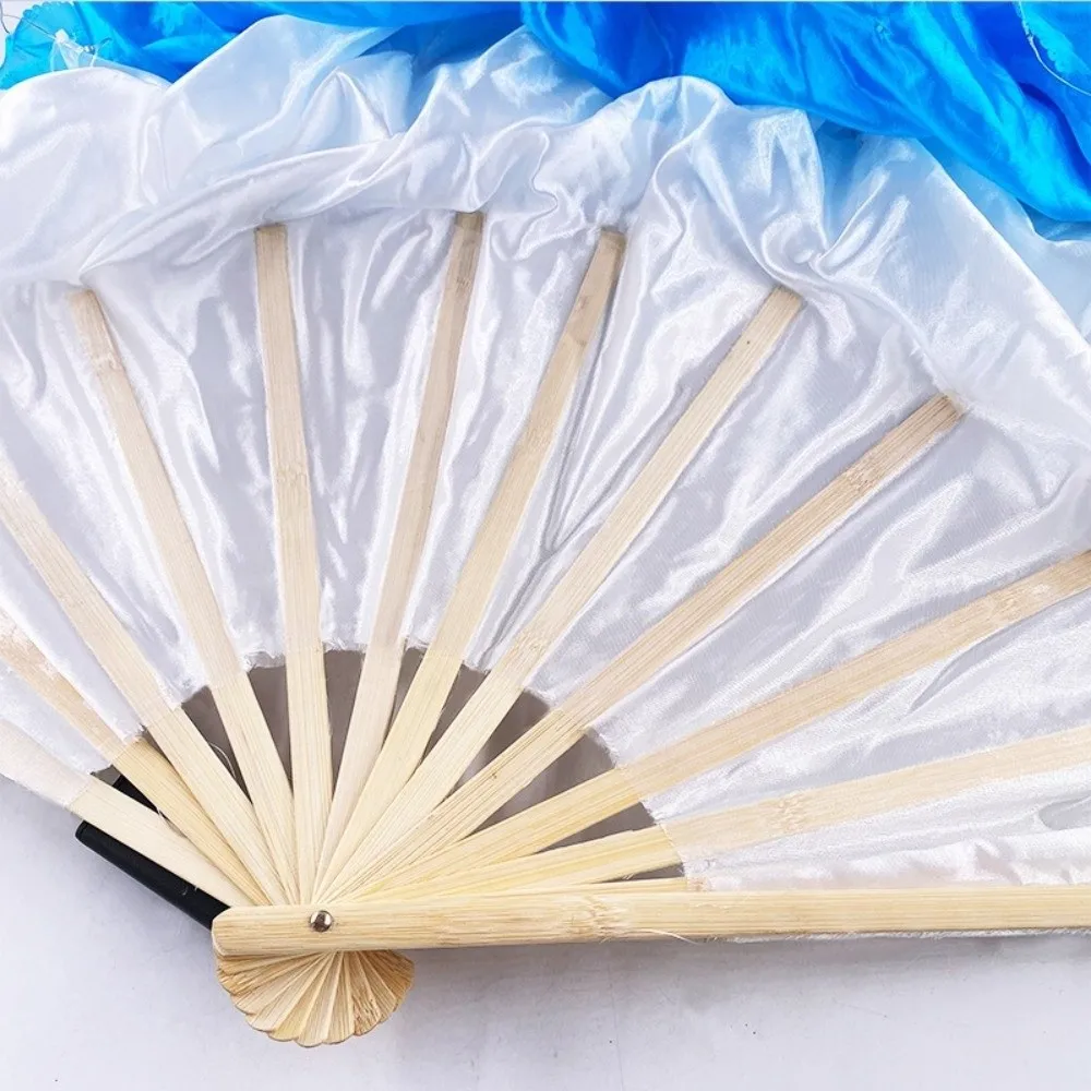 Multi Color Luminous Dance Fan Glowing Battery Powered Long Silk Fan with LED Lights Classical Stage Performance Fan Music Disco