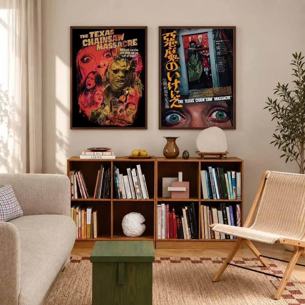 Classic Slasher Horror Movie Texas Chainsaw Massacre Poster Self‑Adhesive Waterproof Poster Sticker Wall Art Home Decor
