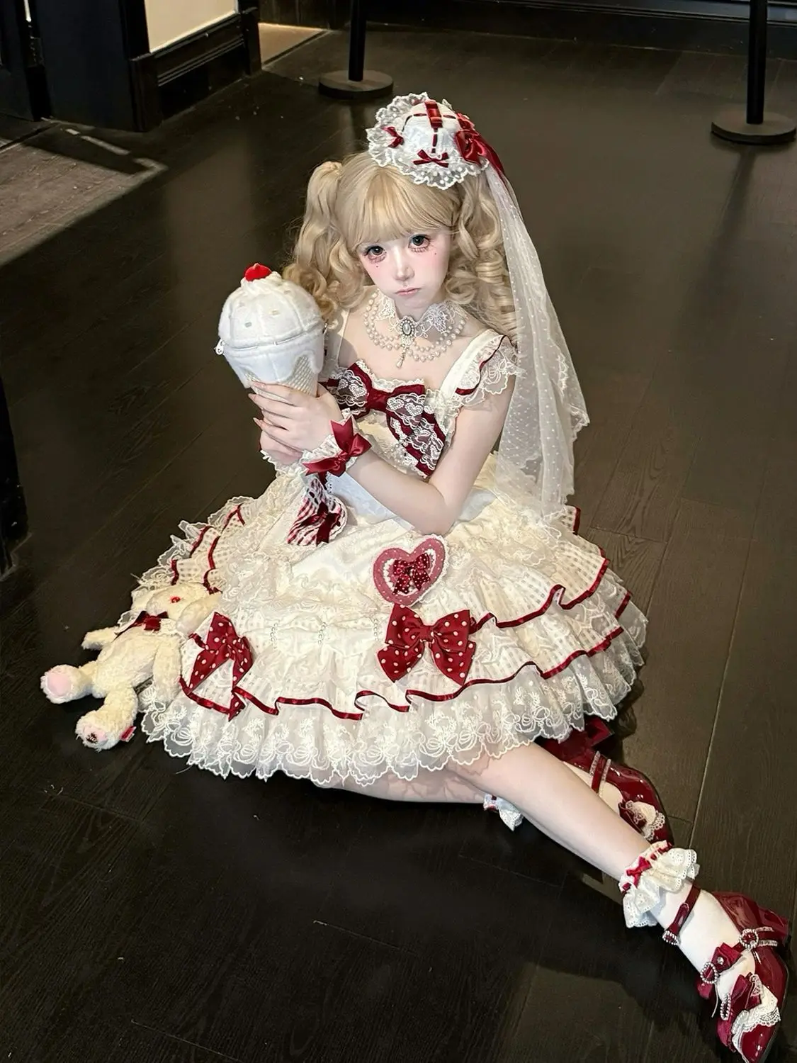 NONSAR Original Elegant Ballet Style Princess Party Mini Dress Women Sweet Kawaii Bow Lace Ruffles Lolita JSK Fairy Dresses